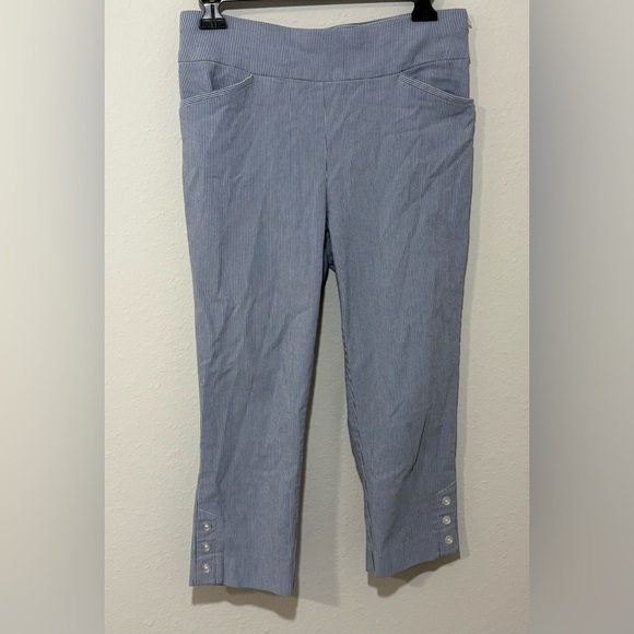 Chico's Pants - Chico’s Josie Slim Pinstripe Pull-On Capris – Size 0 (Blue & White)